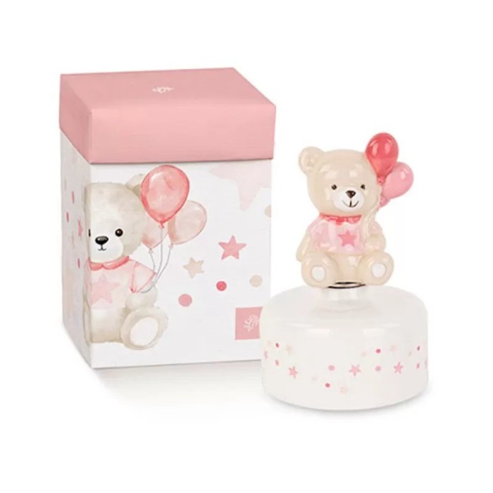 CARILLON ORSETTO PALLONCINO ROSA H12.5 CON SCATOLA